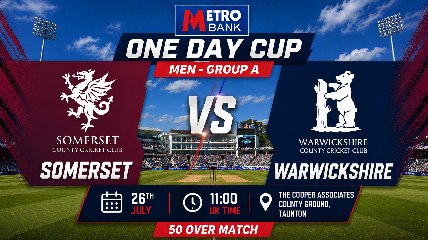 Read more about the article Somerset v Warwickshire – 26 July – Preview & Prediction