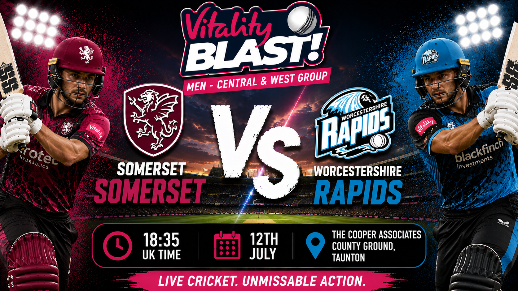 Read more about the article Somerset v Worcestershire Rapids – 12 July – Preview & Prediction