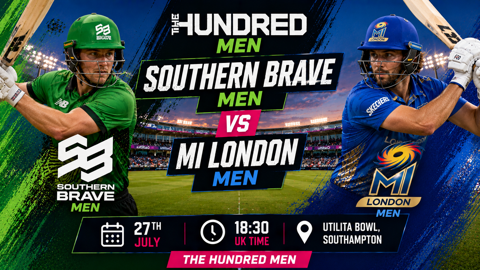 Read more about the article Southern Brave Men v MI London Men – 27 July – Preview & Prediction