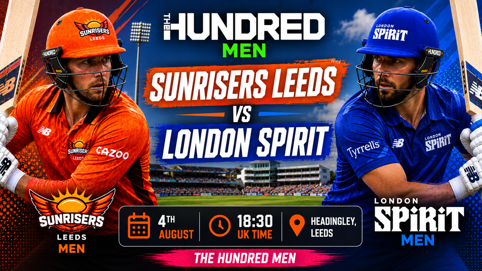 Read more about the article SunRisers Leeds Men v London Spirit Men – 4 August – Preview & Prediction