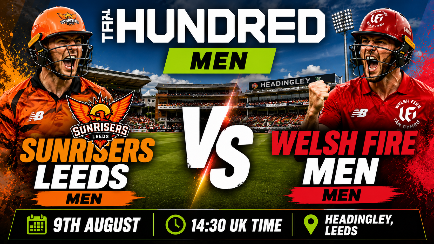 Read more about the article SunRisers Leeds Men v Welsh Fire Men – 9 August – Preview & Prediction