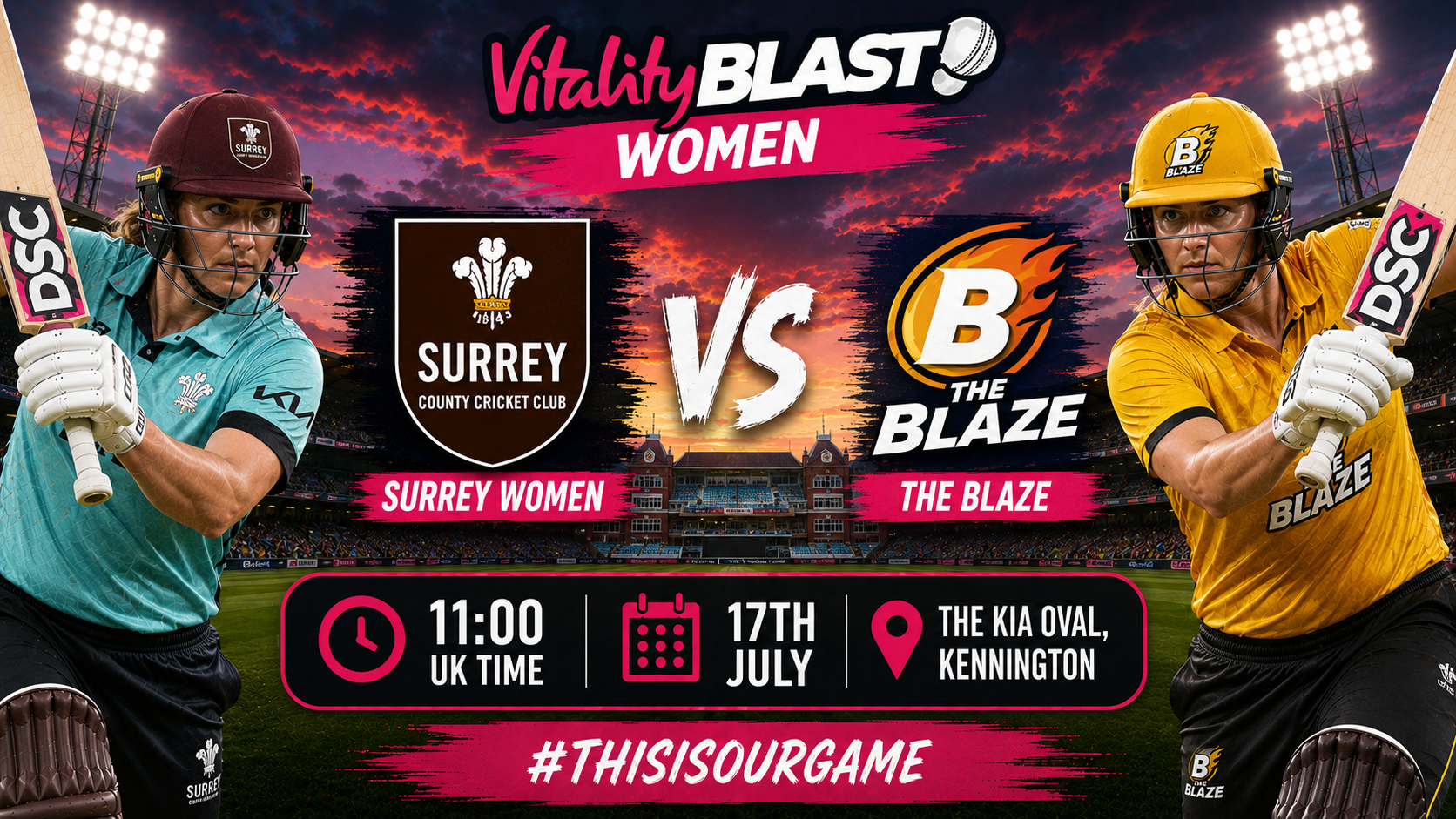 Read more about the article Surrey Women v The Blaze – 17 July – Preview & Prediction