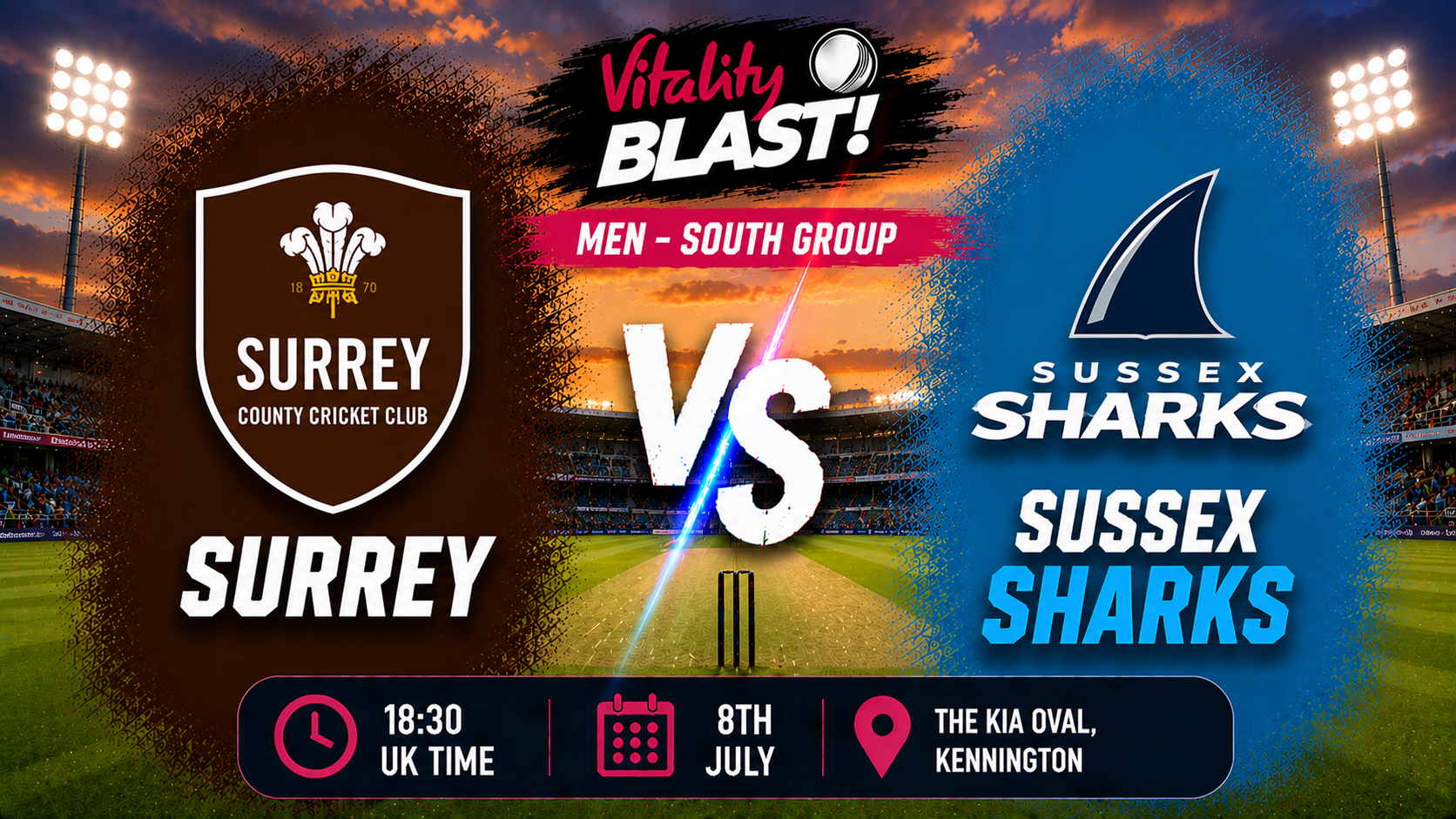 Read more about the article Surrey v Sussex Sharks – 8 July – Preview & Prediction