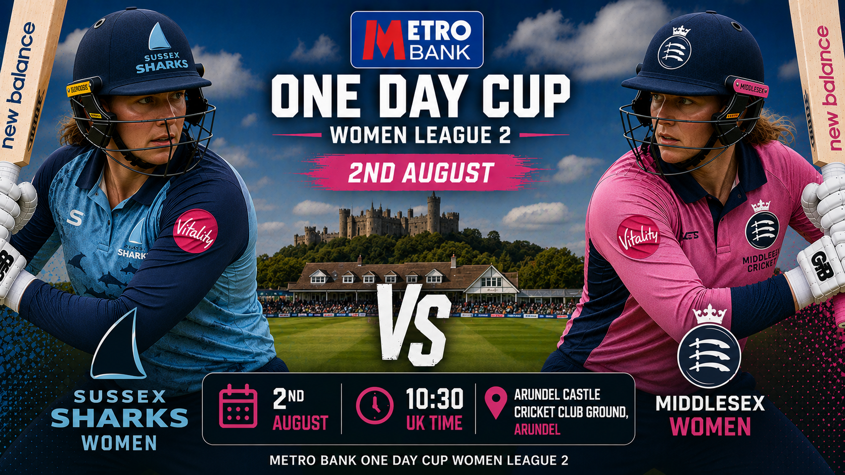 Read more about the article Sussex Sharks Women v Middlesex Women – 2 August – Preview & Prediction