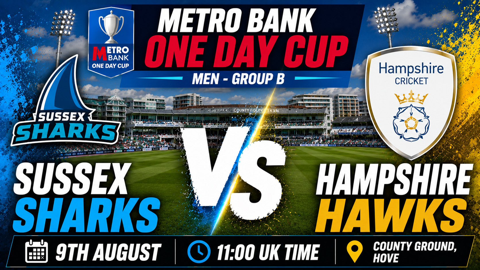 Read more about the article Sussex Sharks v Hampshire – 9 August – Preview & Prediction