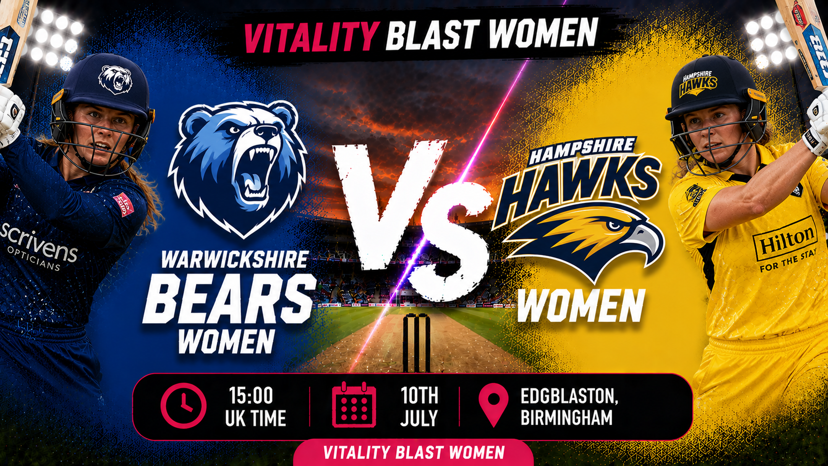 Read more about the article Warwickshire Bears Women v Hampshire Hawks Women – 10 July – Preview & Prediction