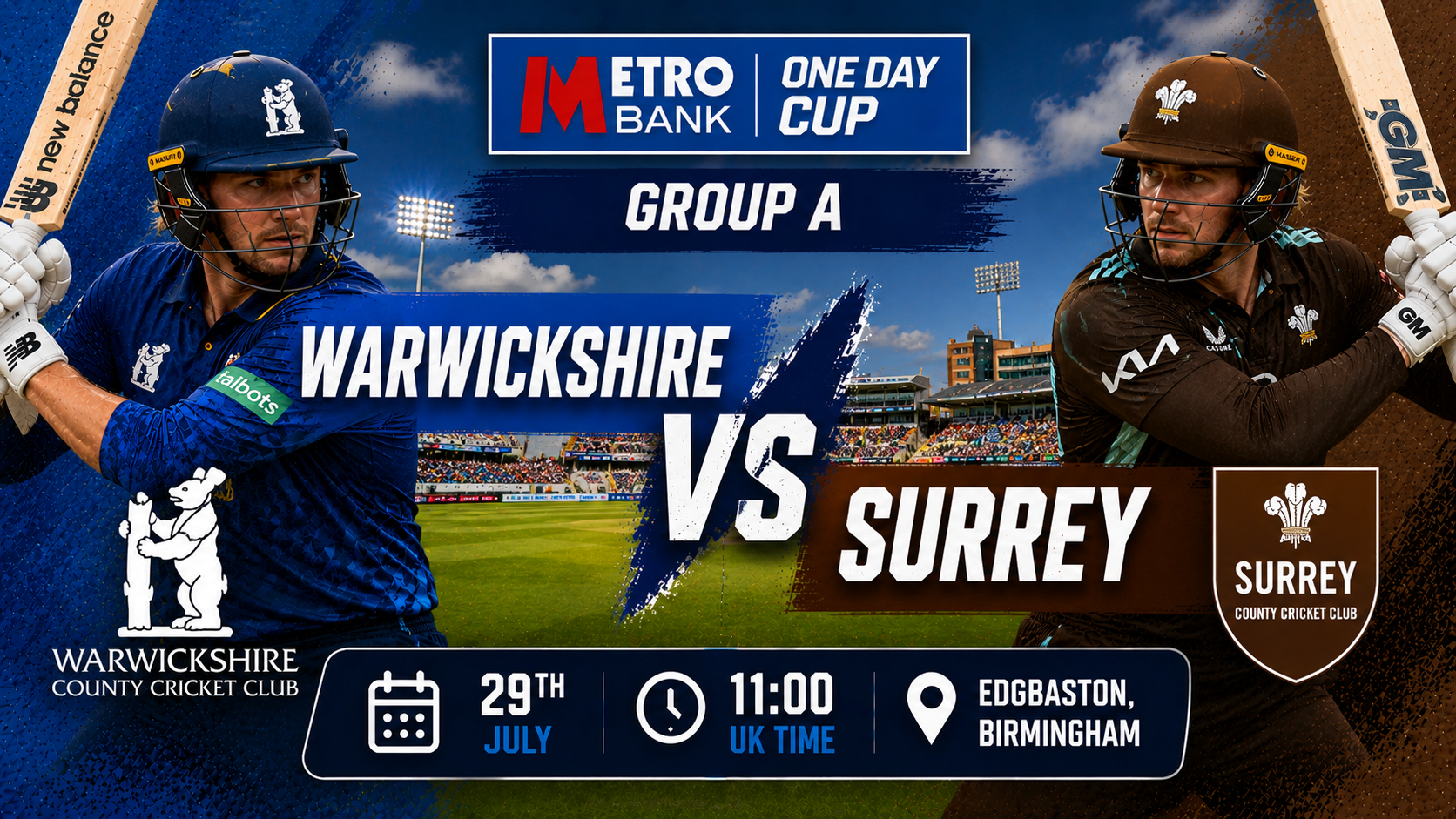 Read more about the article Warwickshire v Surrey – 29 July – Preview & Prediction