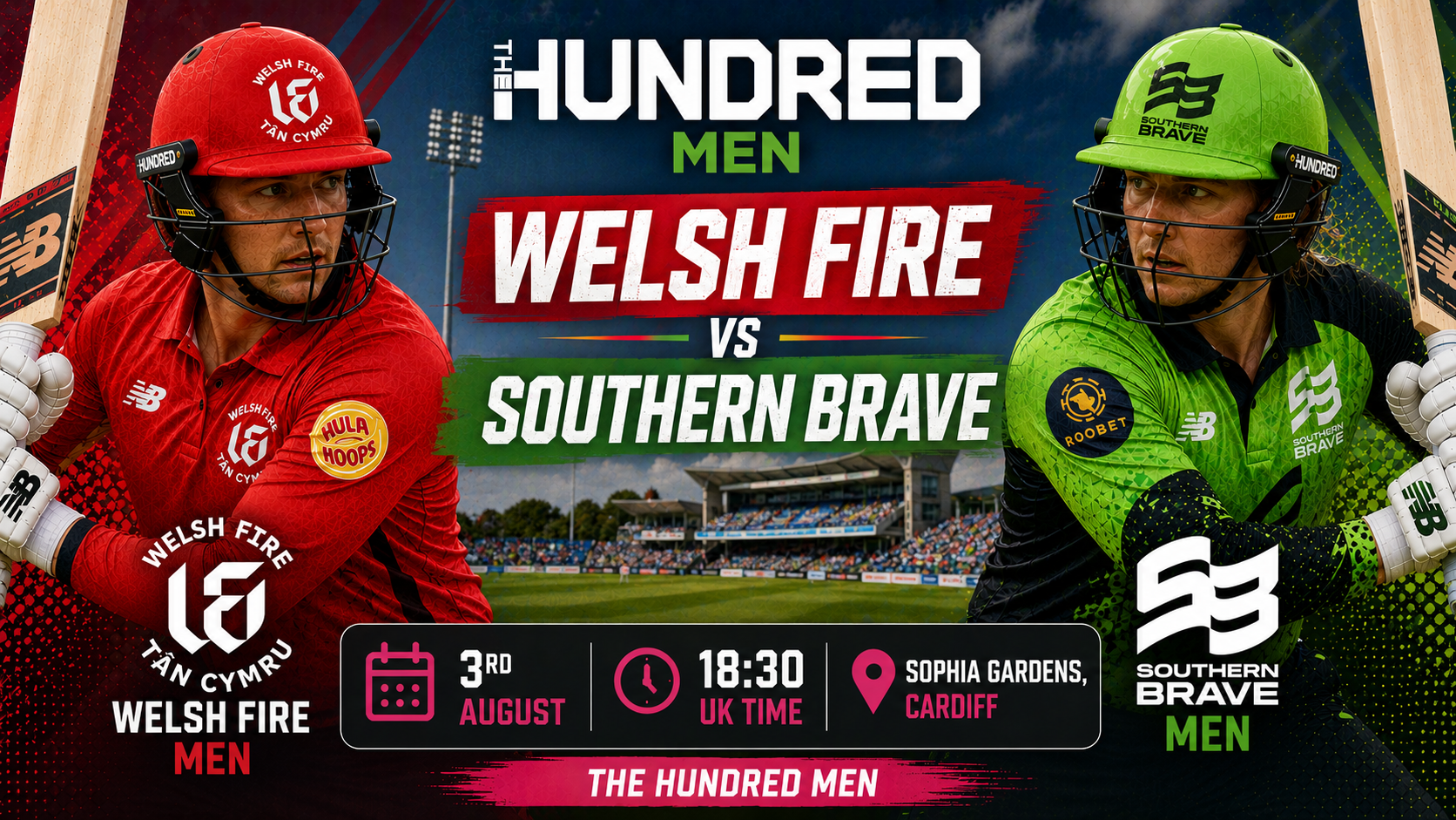 Read more about the article Welsh Fire Men v Southern Brave Men – 3 August – Preview & Prediction