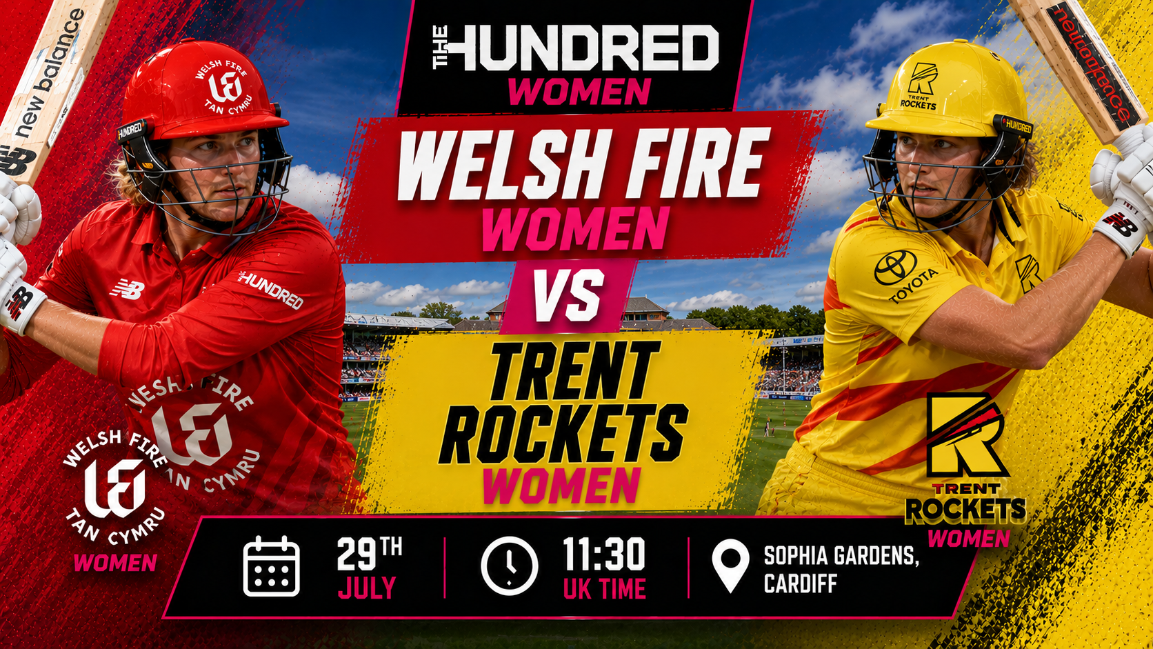 Read more about the article Welsh Fire Women v Trent Rockets Women – 29 July – Preview & Prediction