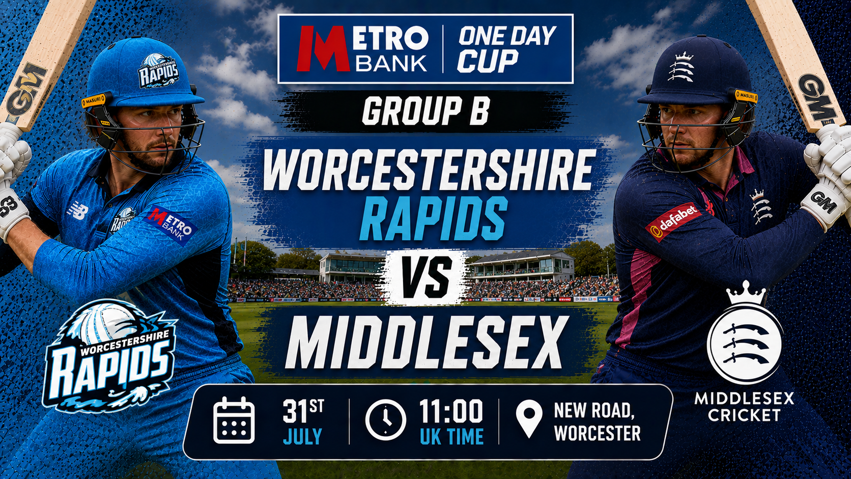 Read more about the article Worcestershire Rapids v Middlesex – 31 July – Preview & Prediction