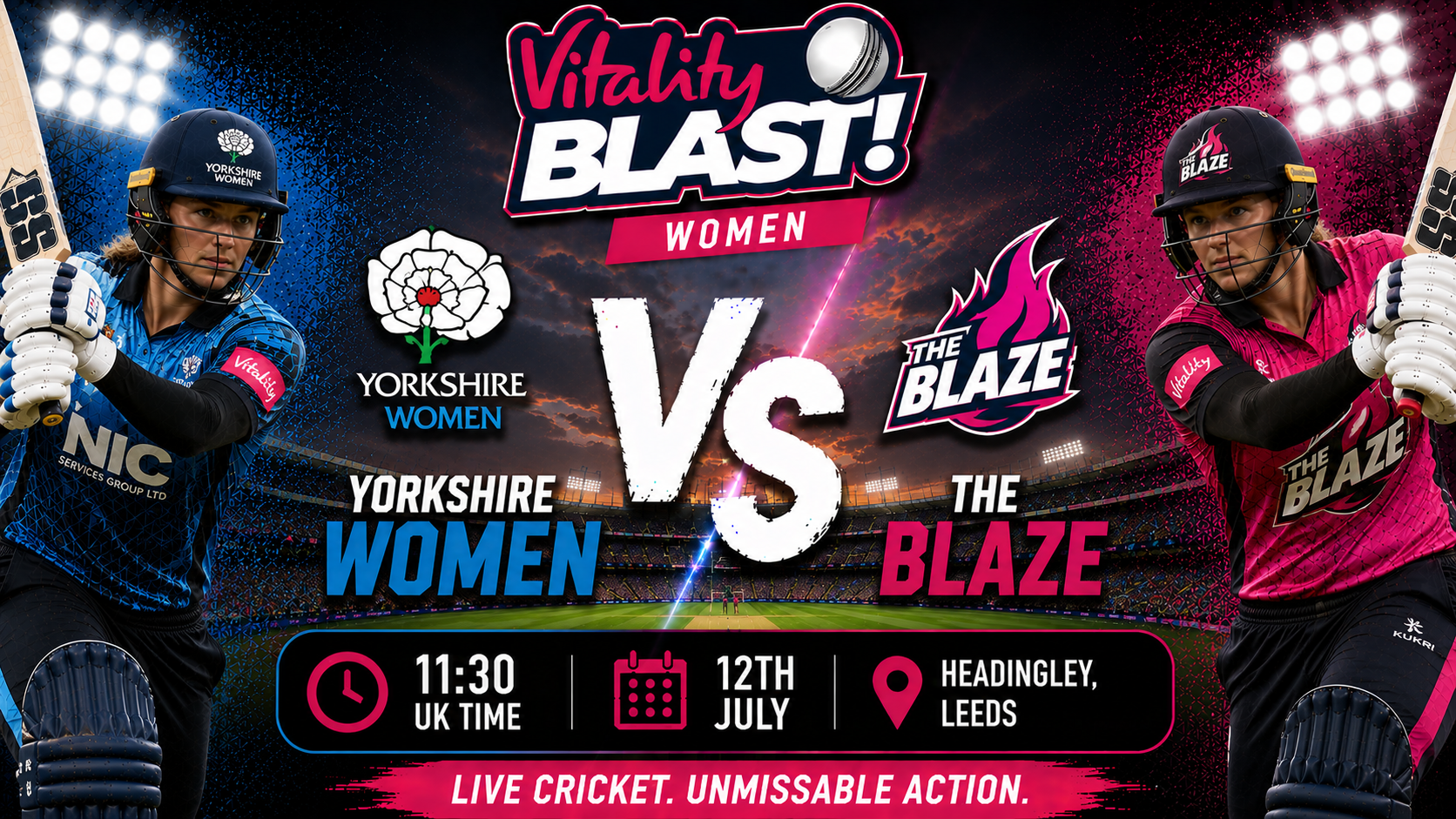 Read more about the article Yorkshire Women v The Blaze – 12 July – Preview & Prediction