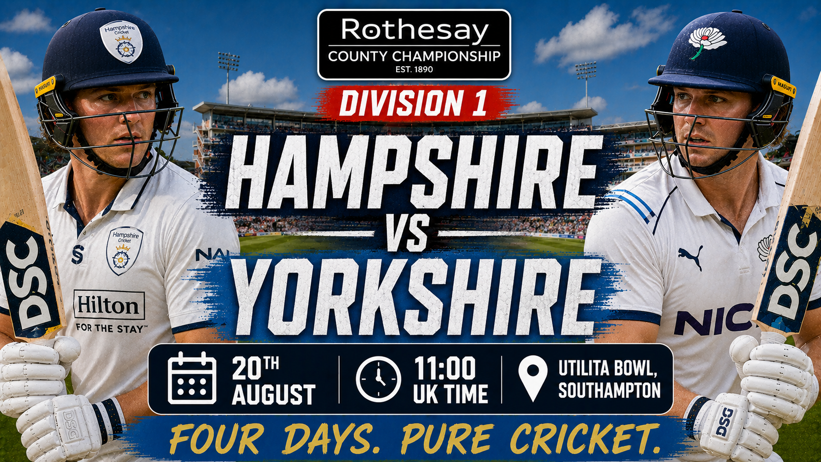 Read more about the article Hampshire v Yorkshire – 20 August – Preview & Prediction
