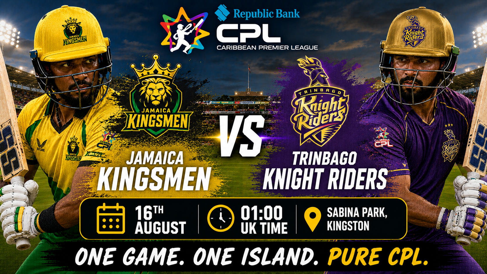 Read more about the article Jamaica Kingsmen v Trinbago Knight Riders – 16 August – Preview & Prediction