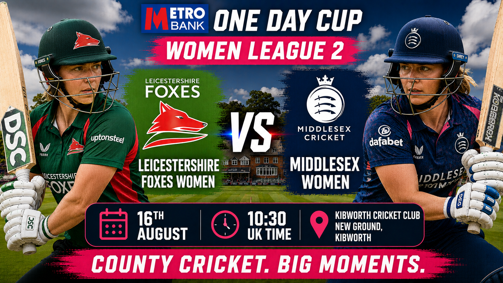 Read more about the article Leicestershire Foxes Women v Middlesex Women – 16 August – Preview & Prediction