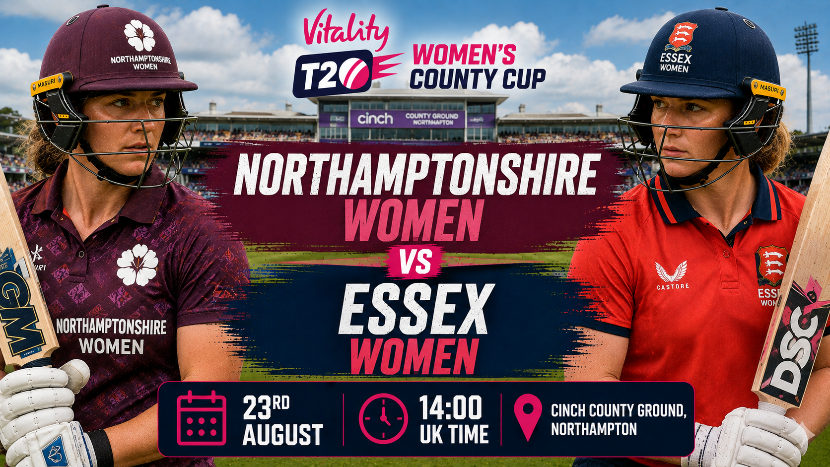 Read more about the article Northamptonshire Women v Essex Women – 23 August – Preview & Prediction