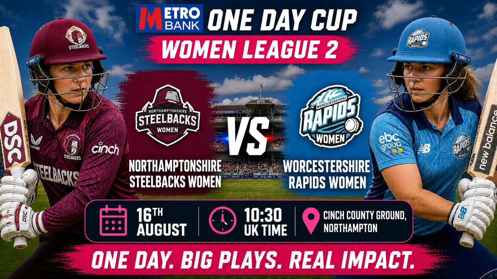 Read more about the article Northamptonshire Steelbacks Women v Worcestershire Rapids Women – 16 August – Preview & Prediction
