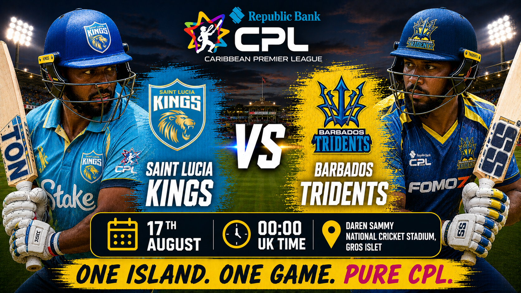 Read more about the article Saint Lucia Kings v Barbados Tridents – 17 August – Preview & Prediction