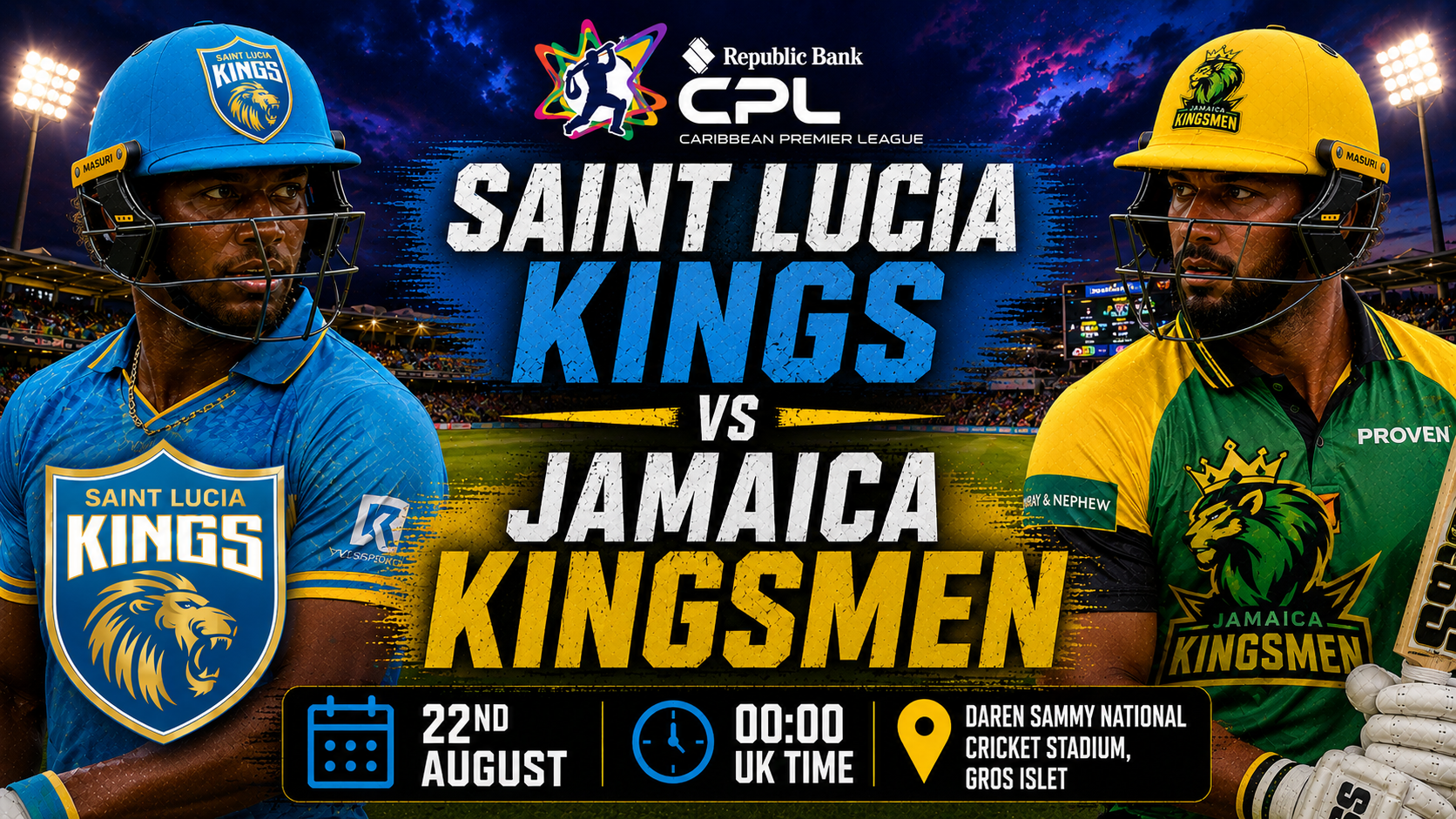 Read more about the article Saint Lucia Kings v Jamaica Kingsmen – 22 August – Preview & Prediction