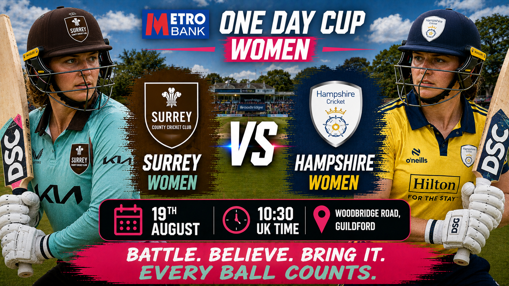 Read more about the article Surrey Women v Hampshire Women – 19 August – Preview & Prediction