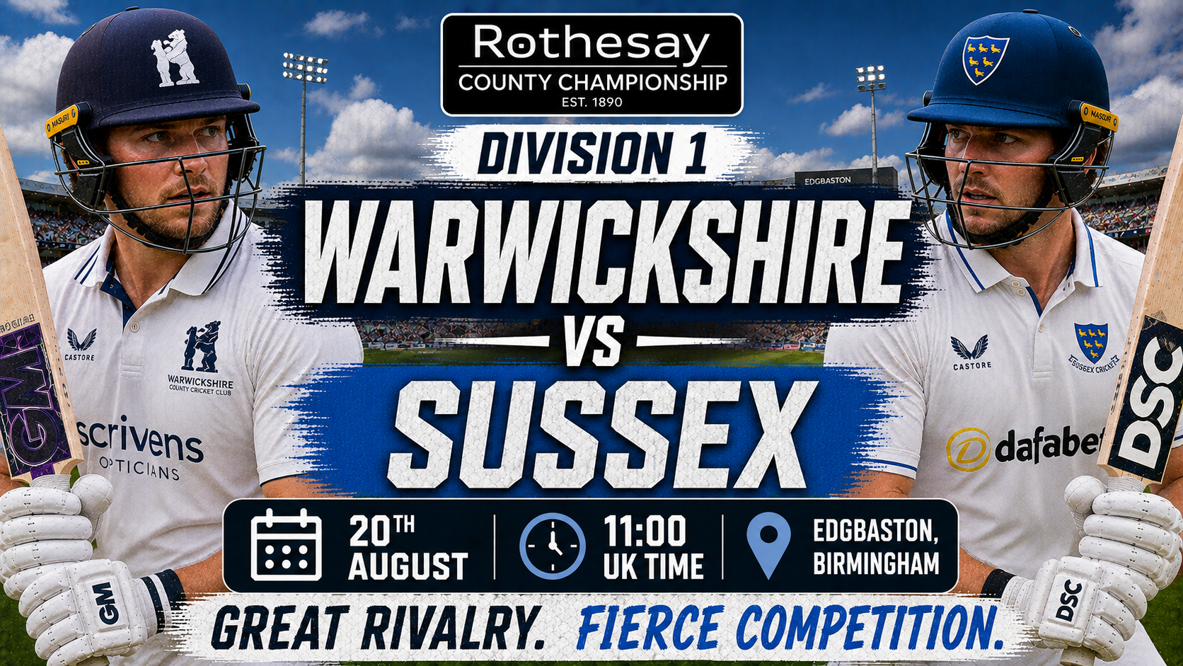 Read more about the article Warwickshire v Sussex – 20 August – Preview & Prediction